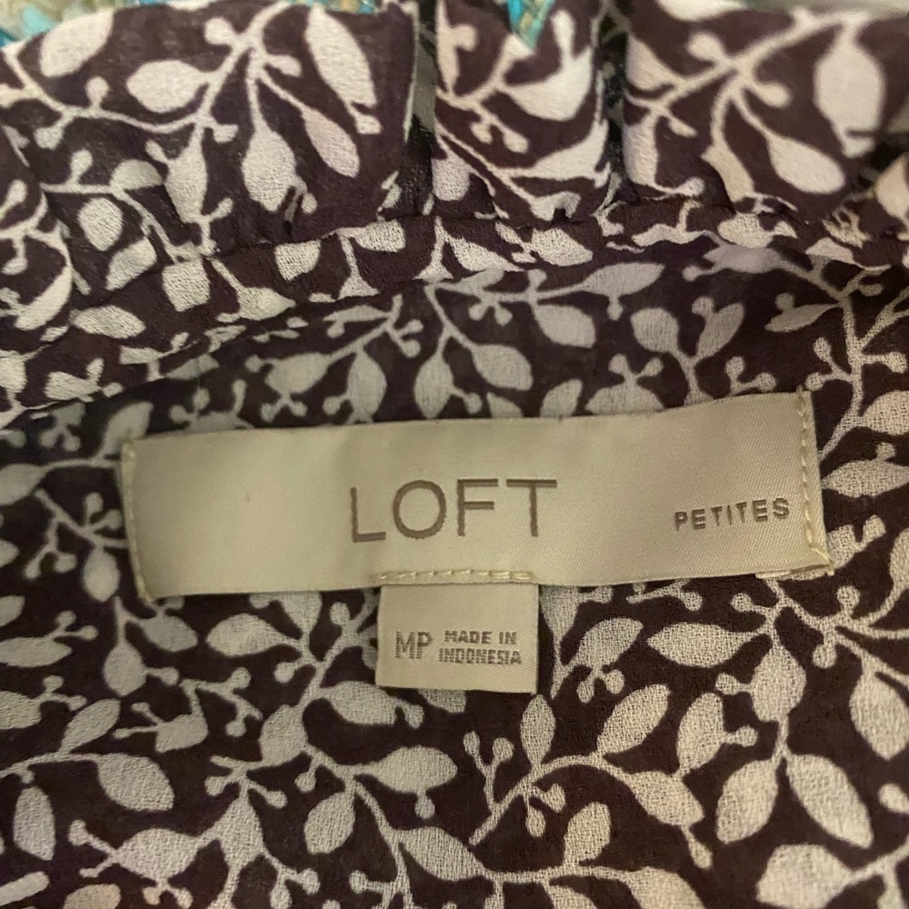 Ann Taylor LOFT brown/white floral/botanical peasant blouse - Picture 7 of 7